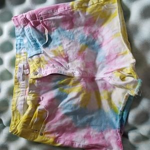 Womens Tie Dye Judy Blue denim shorts size XL